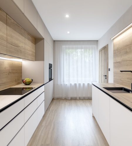 V kuchyni byla hlavní nosnou myšlenkou symetrie.